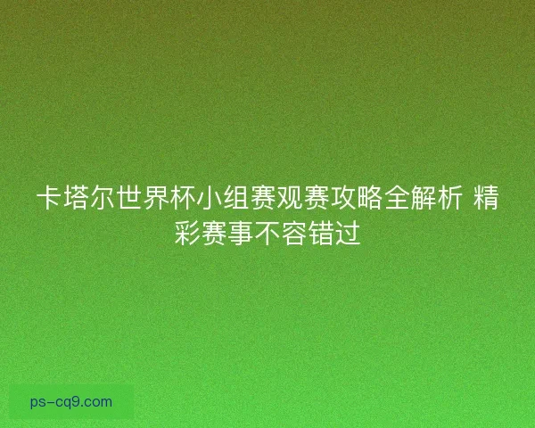 卡塔尔世界杯小组赛观赛攻略全解析 精彩赛事不容错过 卡塔尔世界杯小组赛观赛攻略全解析 精彩赛事不容错过